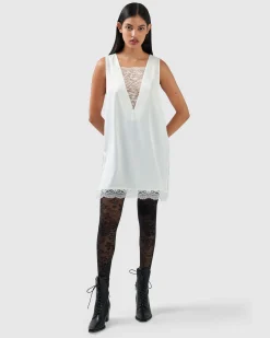 Fashion Belle & Bloom After Party Lace Mini Dress - Off-White