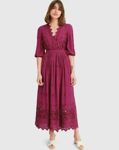 Sale Belle & Bloom All Eyes On Me Midi Dress - Burgundy