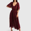 Best Belle & Bloom Amour Amour Ruffled Midi Dress - Burgundy