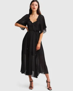 Sale Belle & Bloom Amour Amour Ruffled Midi Dress - Black