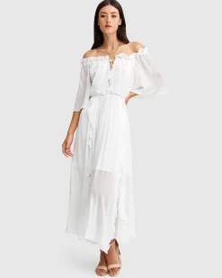 Online Belle & Bloom Amour Amour Ruffled Midi Dress - White