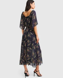Sale Belle & Bloom Amour Amour Ruffled Midi Dress - Navy