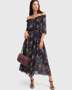 Sale Belle & Bloom Amour Amour Ruffled Midi Dress - Navy