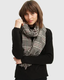 Online Belle & Bloom Aspen Plaid Scarf - Military