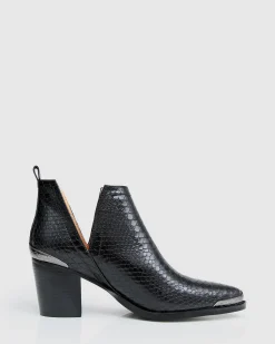 New Belle & Bloom Austin Croc Embossed Ankle Boot - Black