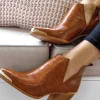 Best Belle & Bloom Austin Croc Embossed Ankle Boot - Camel