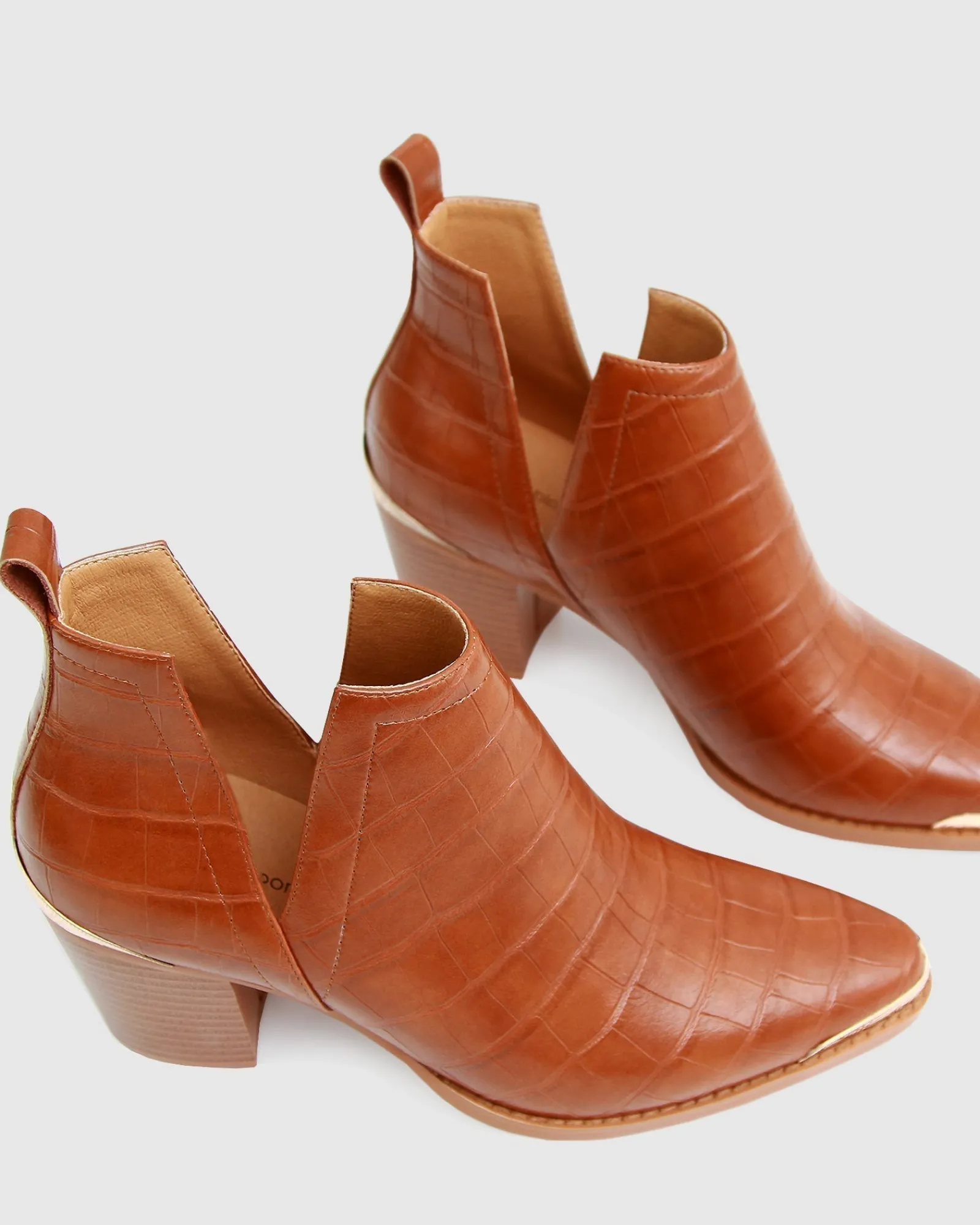 Best Belle & Bloom Austin Croc Embossed Ankle Boot - Camel