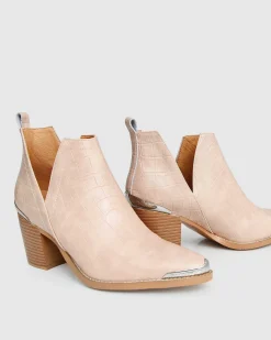 Best Belle & Bloom Austin Croc Embossed Ankle Boot - Blush