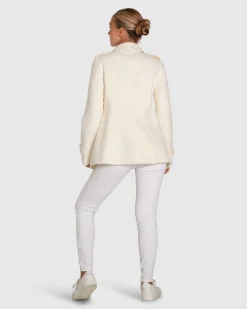 Discount Belle & Bloom Bad Girl Wool Blend Moto Coat - Cream