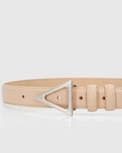 Hot Belle & Bloom Bermuda Triangle Leather Belt - Latte