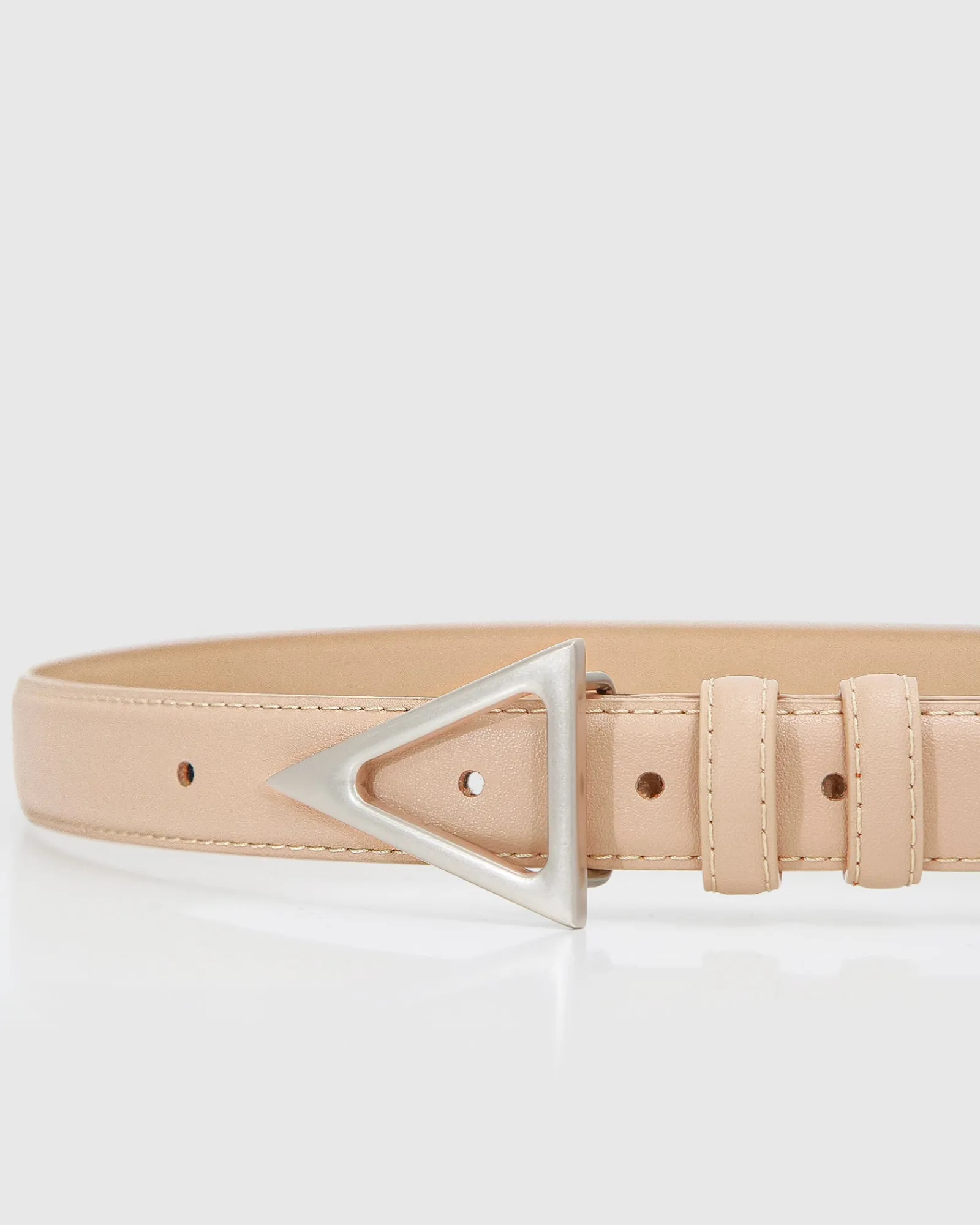 Hot Belle & Bloom Bermuda Triangle Leather Belt - Latte