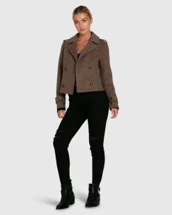 Online Belle & Bloom Better Off Military Peacoat - Walnut