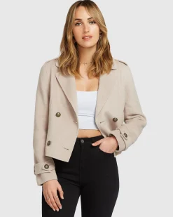 Hot Belle & Bloom Better Off Military Peacoat - Sand