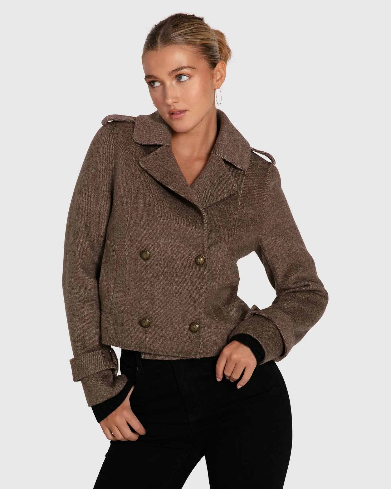 Online Belle & Bloom Better Off Military Peacoat - Walnut