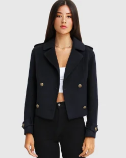 Discount Belle & Bloom Better Off Military Peacoat - Navy