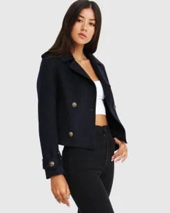 Discount Belle & Bloom Better Off Military Peacoat - Navy