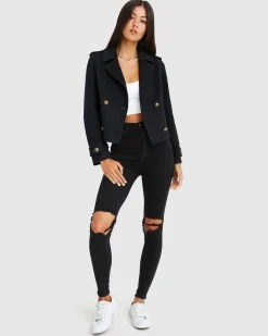 Discount Belle & Bloom Better Off Military Peacoat - Navy