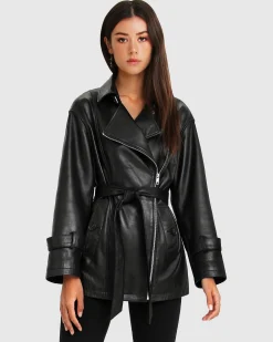 Outlet Belle & Bloom BFF Belted Leather Jacket