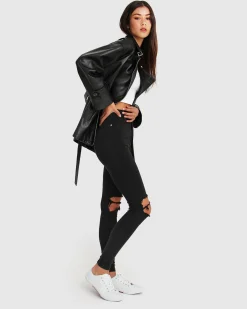 Outlet Belle & Bloom BFF Belted Leather Jacket