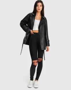 Outlet Belle & Bloom BFF Belted Leather Jacket