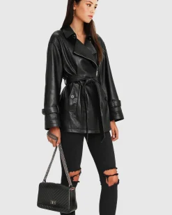Outlet Belle & Bloom BFF Belted Leather Jacket