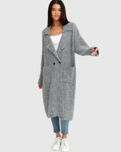 Clearance Belle & Bloom Born To Run Sustainable Sweater Coat - Grey