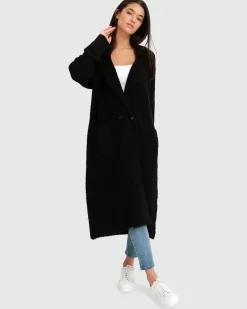 New Belle & Bloom Born To Run Sustainable Sweater Coat - Black