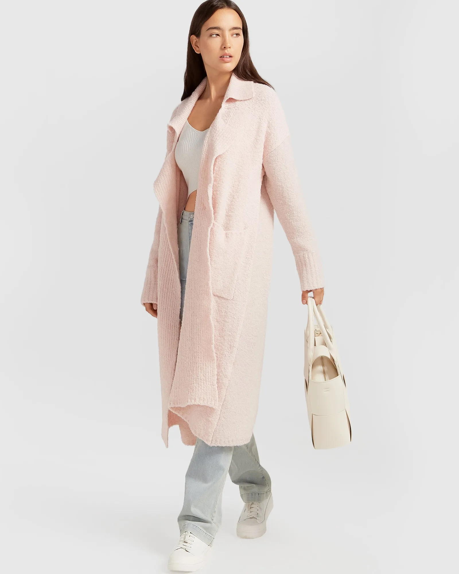 Best Belle & Bloom Born To Run Sustainable Sweater Coat - Pale Pink PalePink