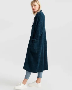 Outlet Belle & Bloom Born To Run Sustainable Sweater Coat - Dark Teal DarkTeal