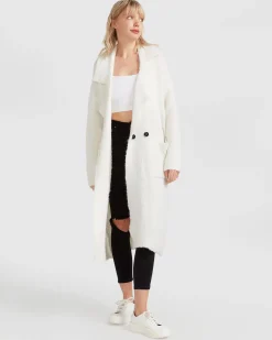 Outlet Belle & Bloom Born To Run Sustainable Sweater Coat - White