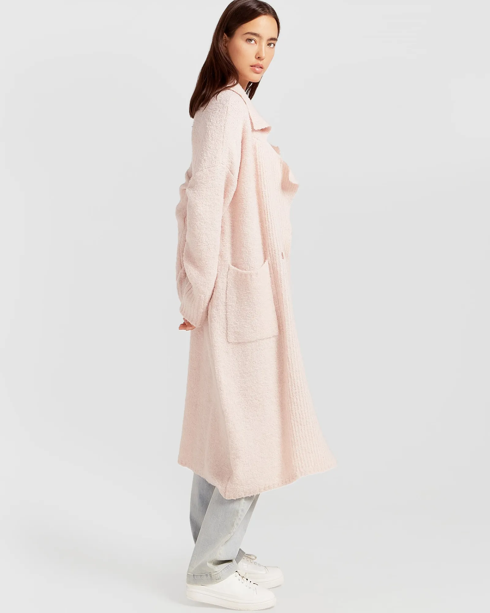Best Belle & Bloom Born To Run Sustainable Sweater Coat - Pale Pink PalePink