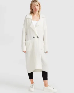 Outlet Belle & Bloom Born To Run Sustainable Sweater Coat - White