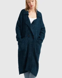 Outlet Belle & Bloom Born To Run Sustainable Sweater Coat - Dark Teal DarkTeal