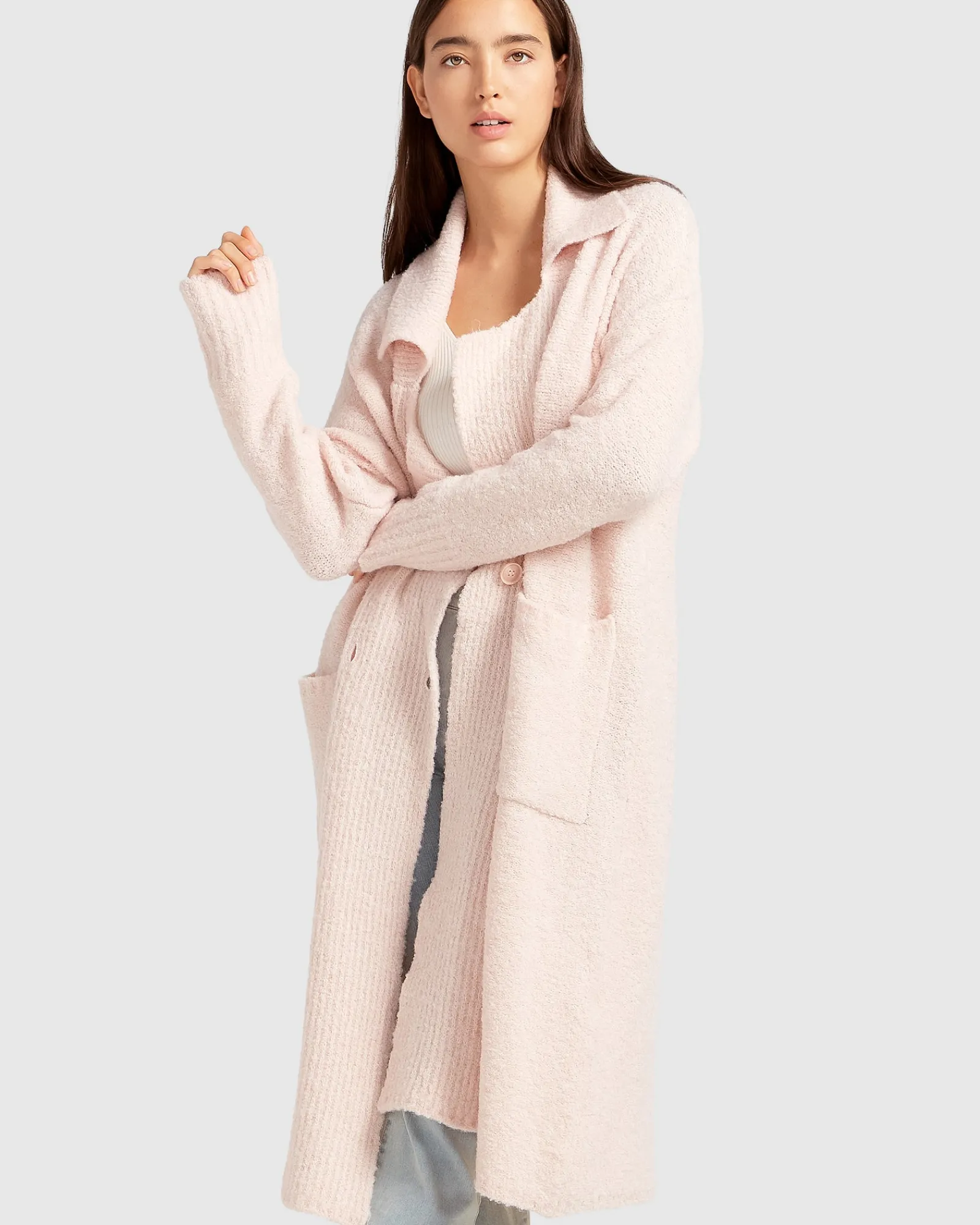 Best Belle & Bloom Born To Run Sustainable Sweater Coat - Pale Pink PalePink