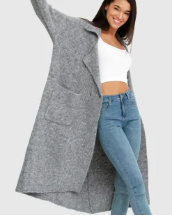 Clearance Belle & Bloom Born To Run Sustainable Sweater Coat - Grey