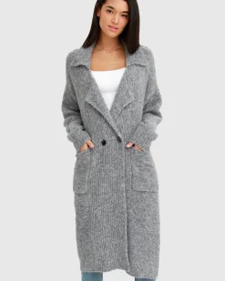 Clearance Belle & Bloom Born To Run Sustainable Sweater Coat - Grey