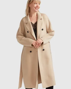 Hot Belle & Bloom Boss Girl Double-Breasted Lined Wool Coat - Pale Oat BreastedLinedWoolCoat-PaleOat
