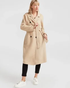 Hot Belle & Bloom Boss Girl Double-Breasted Lined Wool Coat - Pale Oat BreastedLinedWoolCoat-PaleOat