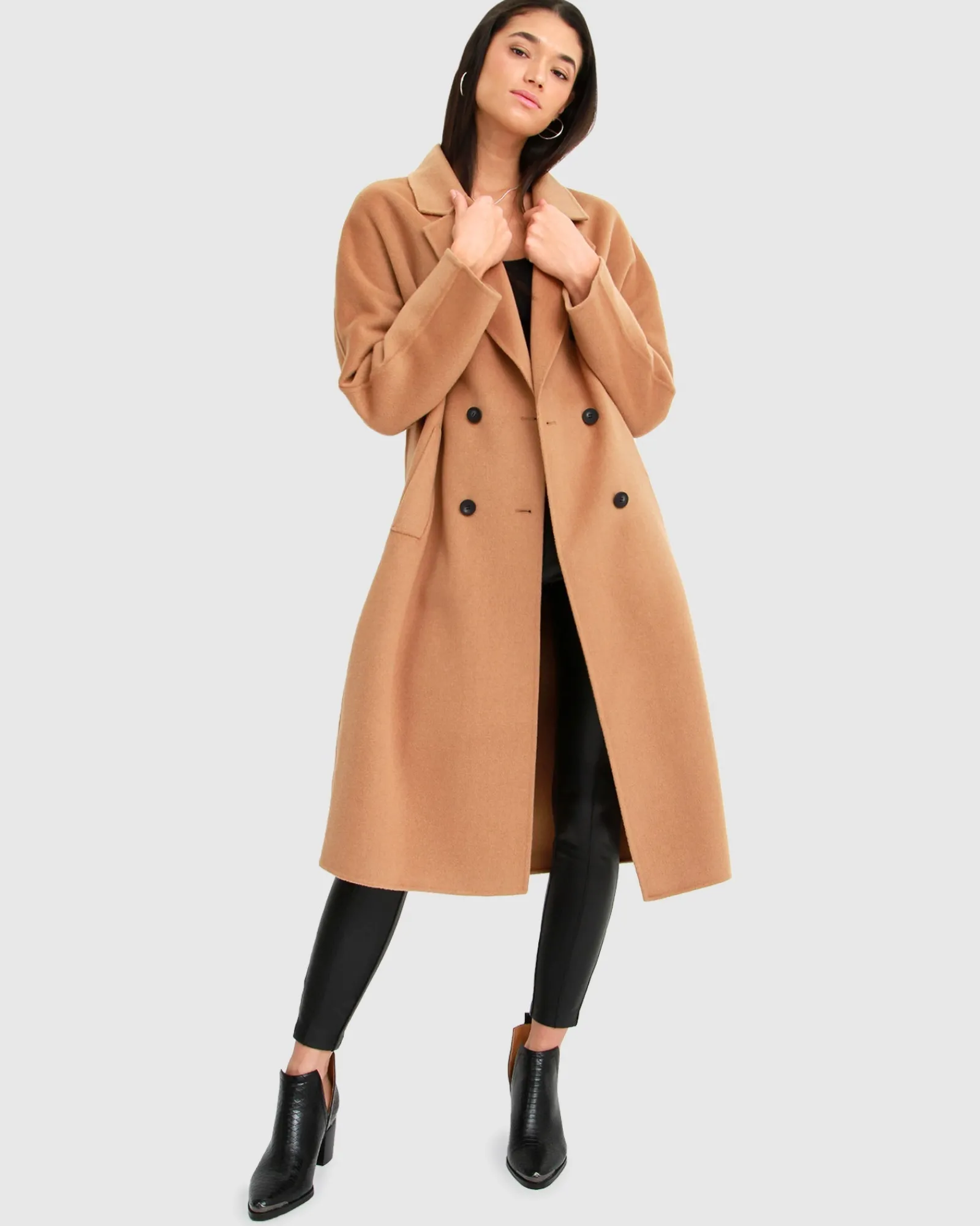 Hot Belle & Bloom Boss Girl Double-Breasted Lined Wool Coat - Camel BreastedLinedWoolCoat-Camel