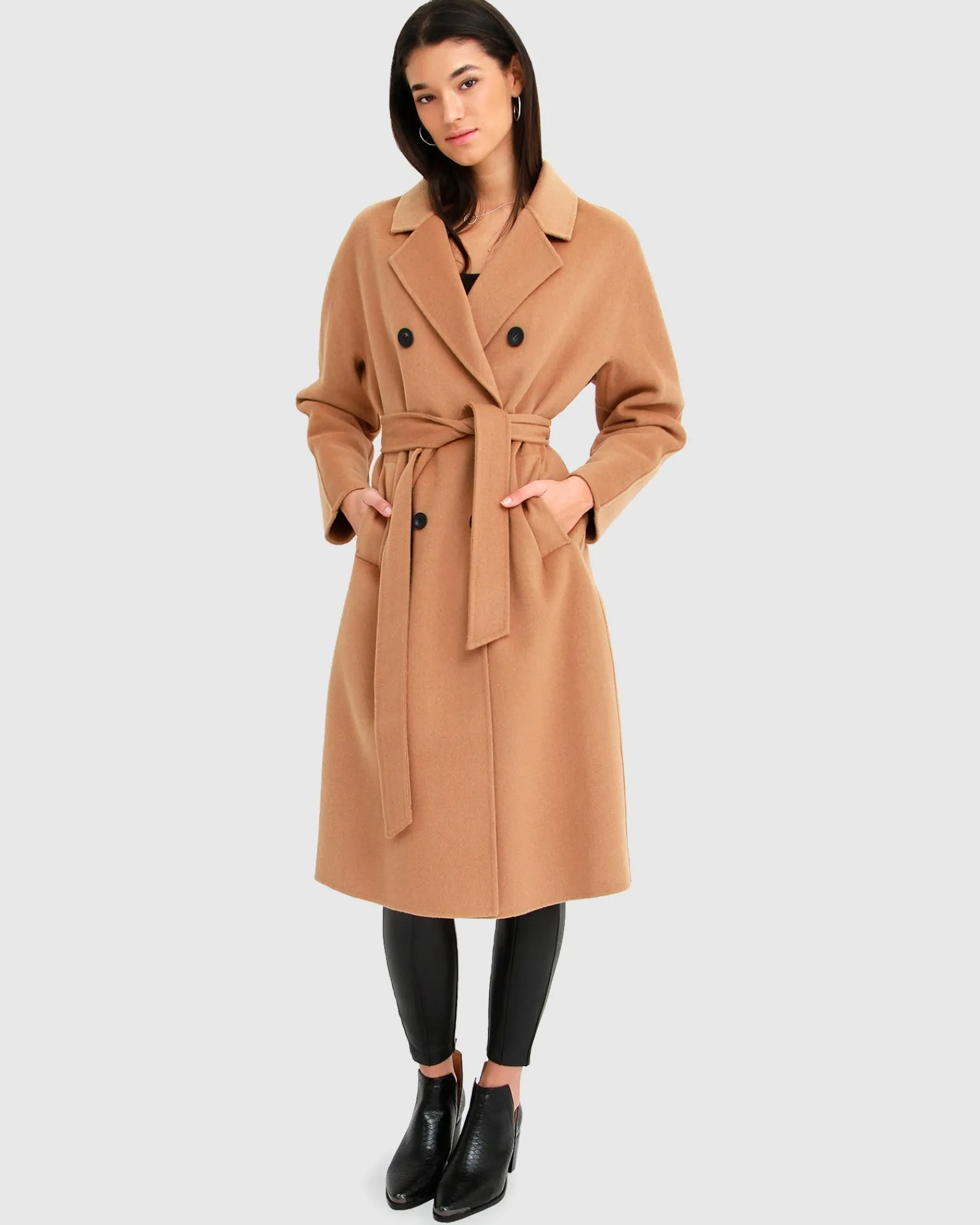 Hot Belle & Bloom Boss Girl Double-Breasted Lined Wool Coat - Camel BreastedLinedWoolCoat-Camel