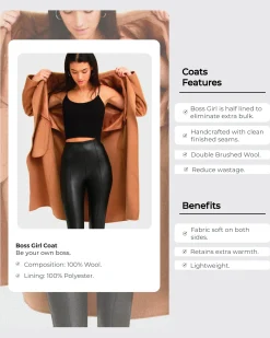 Fashion Belle & Bloom Boss Girl Double-Breasted Lined Wool Coat - Black BreastedLinedWoolCoat-Black