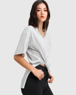 Sale Belle & Bloom Brave Soul Oversized T-Shirt - Grey Shirt-Grey