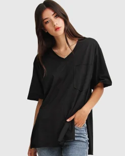 Outlet Belle & Bloom Brave Soul Oversized T-Shirt - Black Shirt-Black