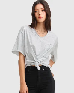 Sale Belle & Bloom Brave Soul Oversized T-Shirt - Grey Shirt-Grey
