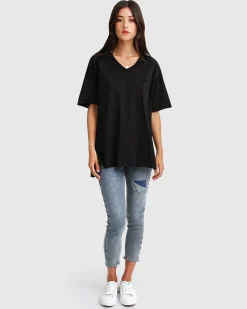 Outlet Belle & Bloom Brave Soul Oversized T-Shirt - Black Shirt-Black