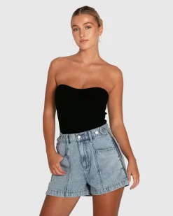 Fashion Belle & Bloom Bring The Heat Denim Shorts - Stonewash