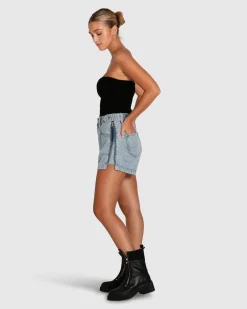 Fashion Belle & Bloom Bring The Heat Denim Shorts - Stonewash