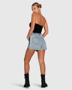 Fashion Belle & Bloom Bring The Heat Denim Shorts - Stonewash