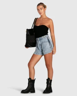 Fashion Belle & Bloom Bring The Heat Denim Shorts - Stonewash