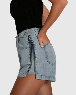Fashion Belle & Bloom Bring The Heat Denim Shorts - Stonewash